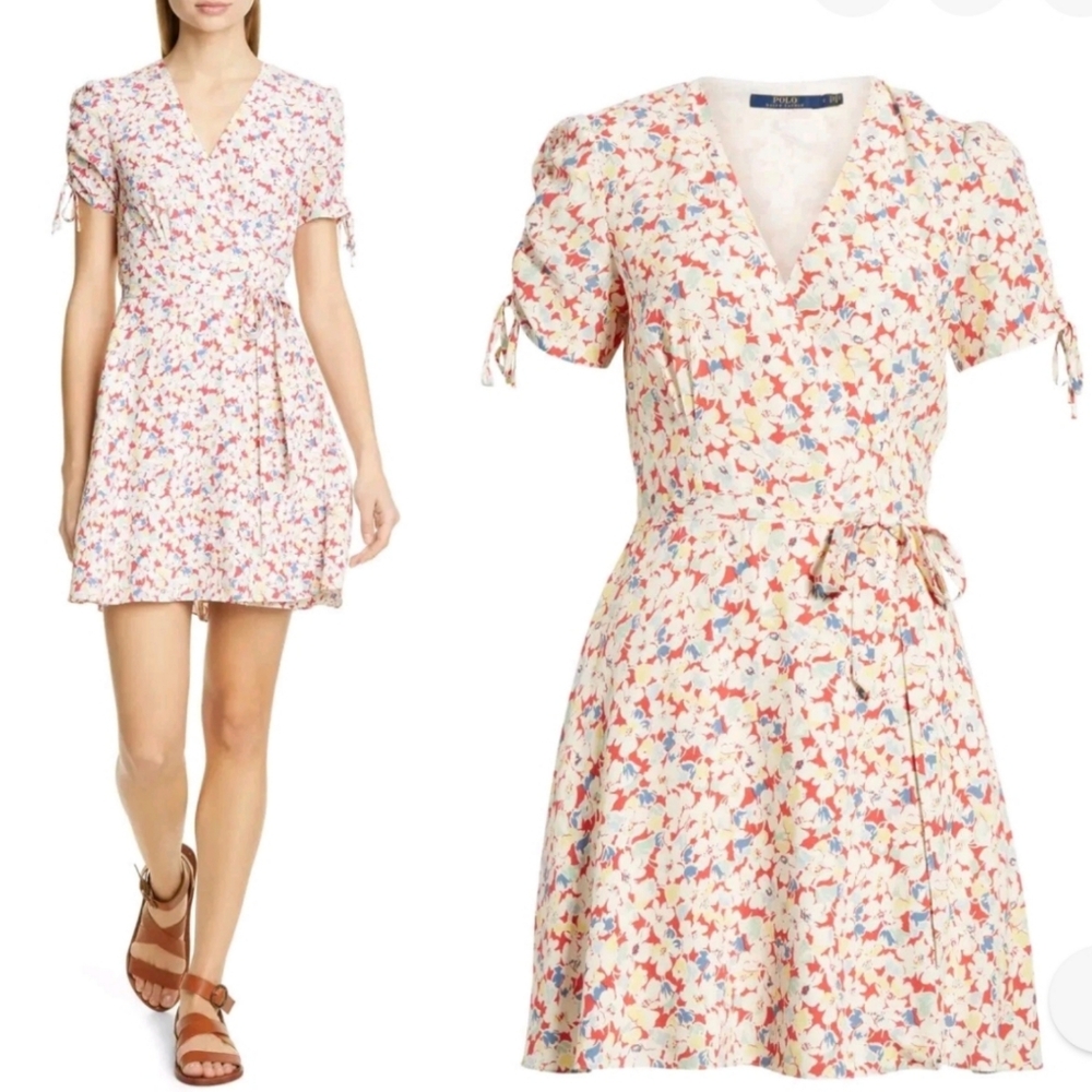 🆕️ Polo Ralph Lauren Floral Crepe Wrap Mini Dress
